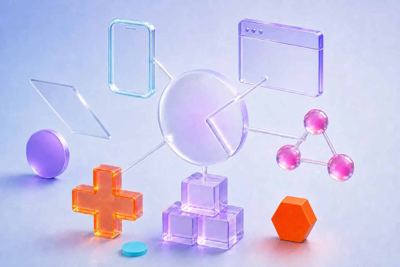 Platform hub connecting mobile, web, AI, cloud, and integrations